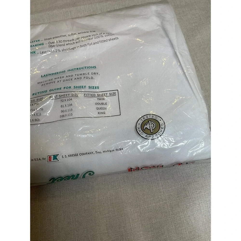 New Vintage Kmart Twin Flat Sheet White No‎ Iron Retro Mod USA Permanent Press